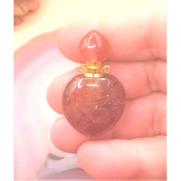 Mini Perfume Bottles - Your Choice of Tiger Eye or Strawberry Quartz - Picture 4 of 5